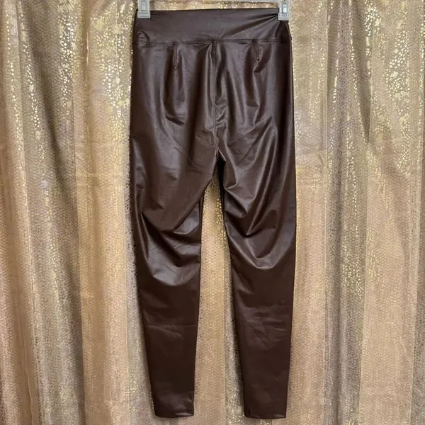 Aerie OFFLINE Chocolate Brown Faux Leather Real Luxe Leggings Large NWT‎ - Image 2