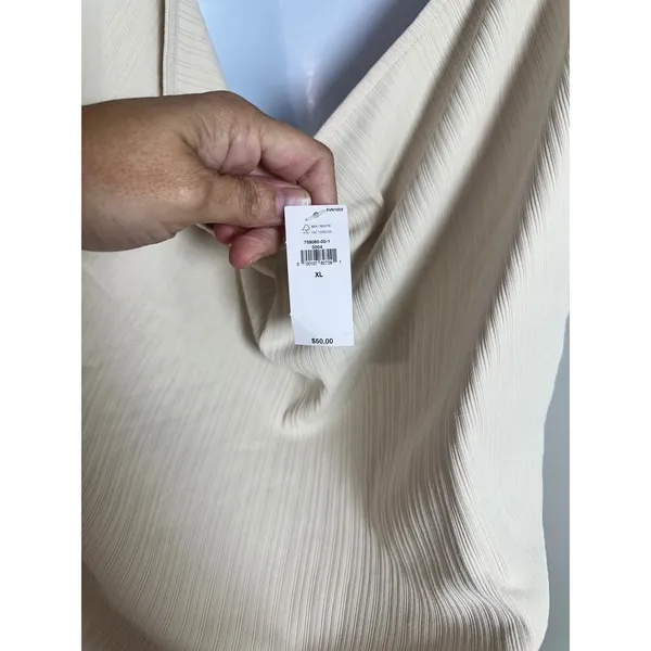 Banana Republic Womens Ribbed Wrap Top‎ Transition Cream XL NWT - Image 5