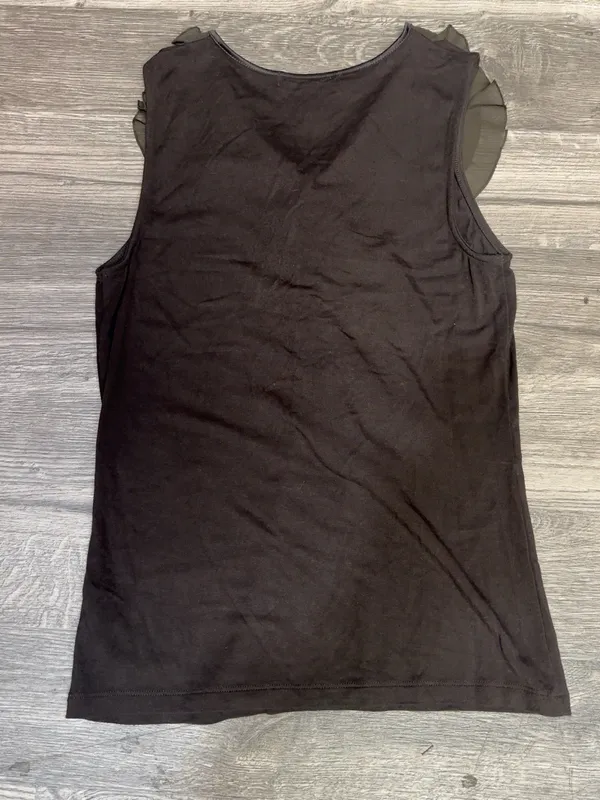 Lauren Ralph Lauren XS Brown Sleeveless Ruffle Front Stretch Top - Image 3