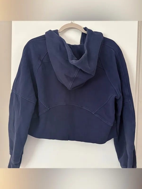 lululemon athletica Navy Cropped Half-Zip Hoodie Sweater - Image 4