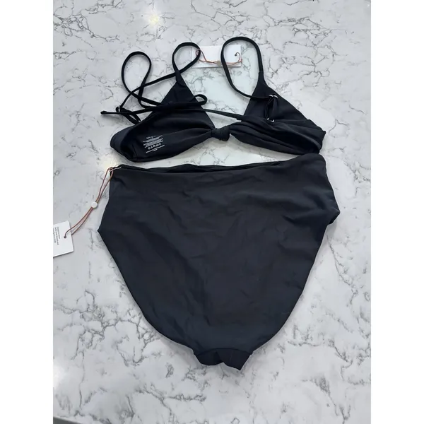 NWT Quince Black Knot Tie Bikini Top & Italian High Rise Bottom Set Size Medium - Image 2