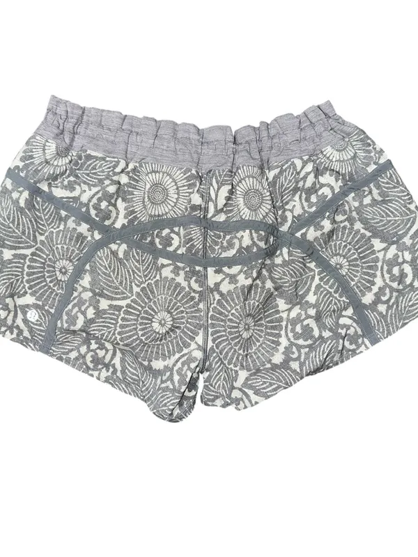 lululemon athletica Women’s Size 10 Gray Floral Printed Athletic Tracker Shorts - Image 2
