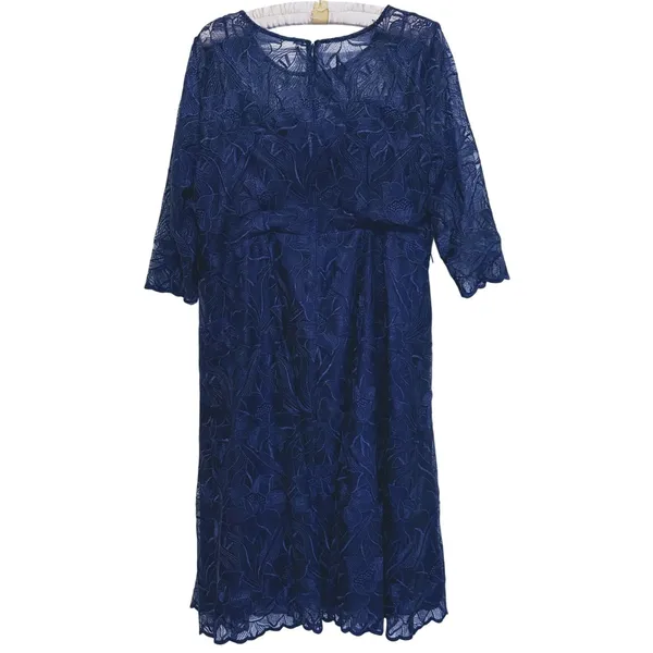 Alex Evenings Embroidered Floral Sheer Midi Dress Womens L Mother of the Bride - Image 3