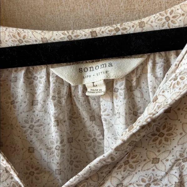 FINAL MARKDOWN Sonoma Cream Patterned Blouse large - Image 3