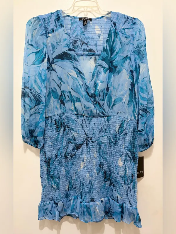 BCBG Coastal‎ Muse Multi Smocked Chiffon Mini Dress Sz. 14 NWT - Image 5