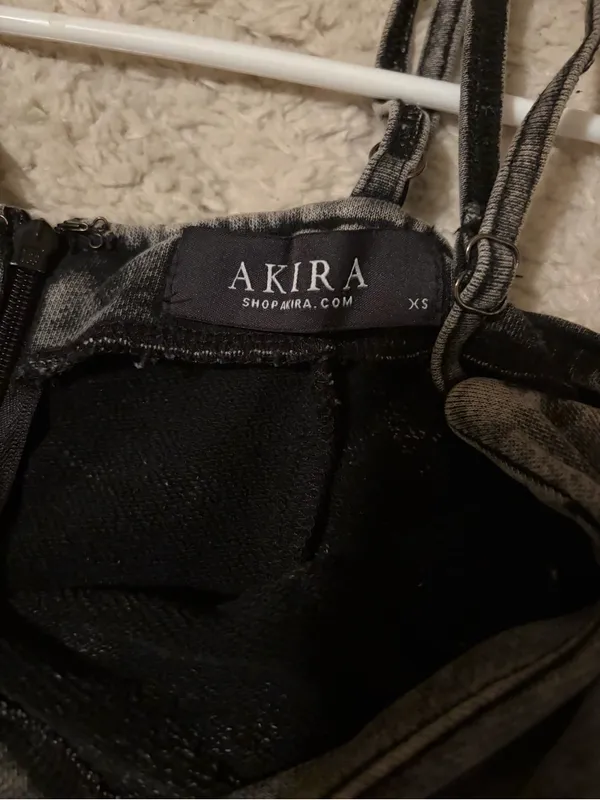 AKIRA Charcoal Gray Fitted Mini Dress with pockets - Image 4