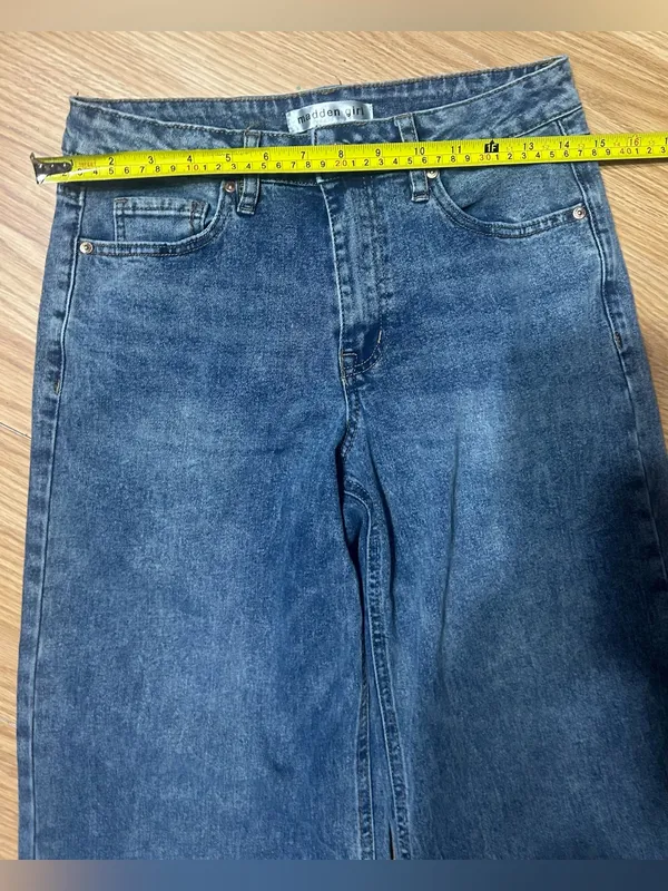 Steve Madden high rise wide leg denim acid wash jeans ladies/jr size 5 w stretch - Image 5