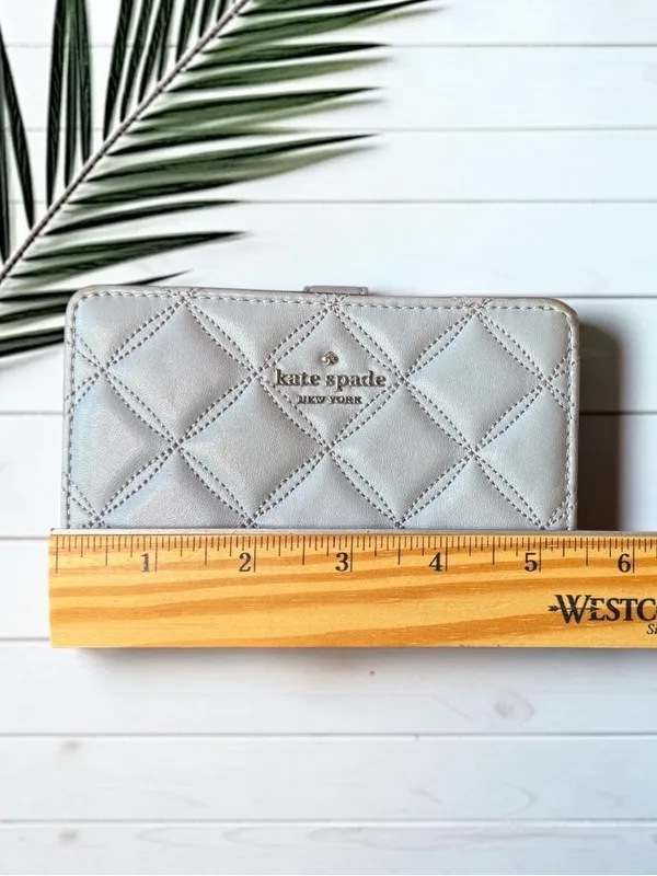 Kate Spade New York Gray Quilted Zip Around Wallet Bifold Organizer - Image 9