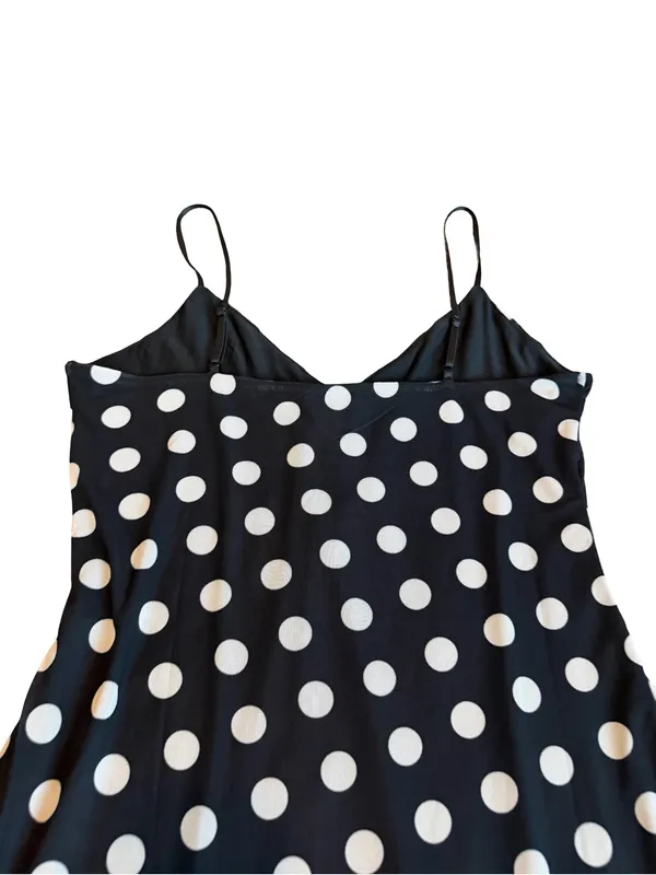 AFRM Black White Polka Dot Maxi Dress Side Slit V Neck Spotted Large Women's NWT - Image 7