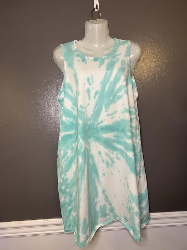 J.Crew Dress Womens Medium Blue Tie Dye Tank Jersey Midi Sundress Sleeveless - Image 2