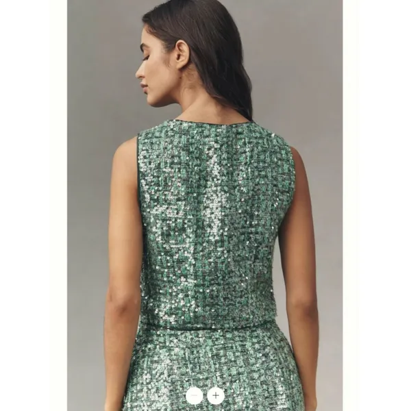 Anthropologie Maeve Sequin Tweed Vest - Image 5
