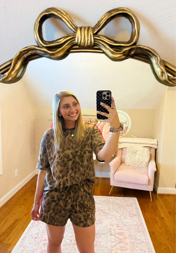 Cheetah print shorts and top set Brown - Image 2