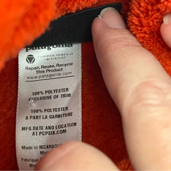 Patagonia Synchilla Polartec Thermal‎ Pro Womens Medium Orange Fleece Pullover - Image 3