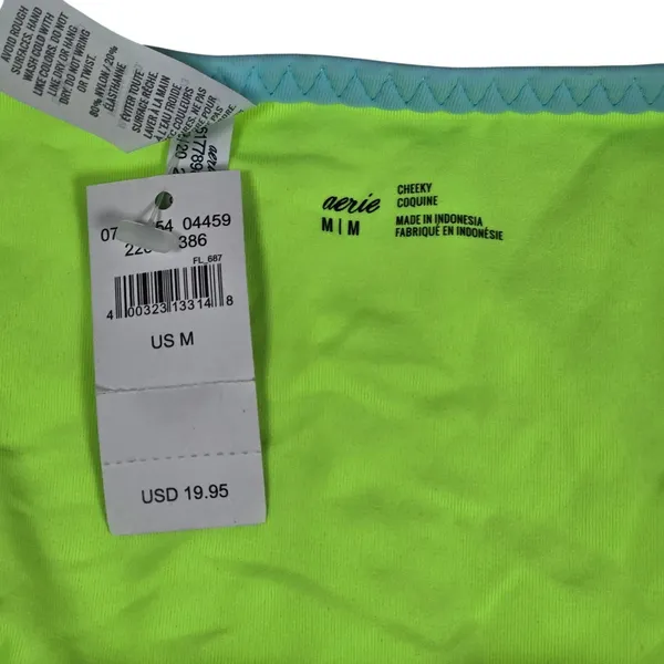 Aerie String Cheeky Bikini Bottom Neon Green‎ Brown Blue M NWT - Image 3
