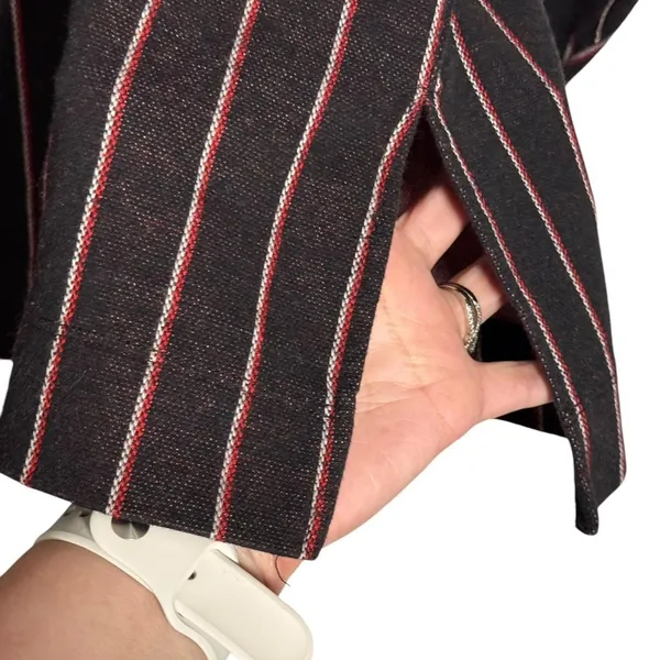 Zara Black and red pin striped knit long sleeve sweatshirt top - Image 4