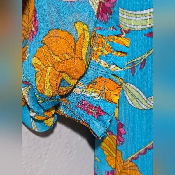 Sofia Jeans by Sofia‎ Vergara Floral Maxi Dress Tiered Blue Orange Large L - Image 5