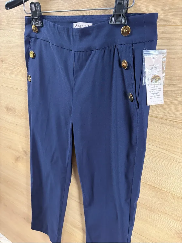 Nanette Lepore Navy Blue Stretchy Crop Pull-on Pants NWT Size Small - Image 4