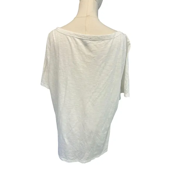 Talbots Plus 1X White Slub Knit Boat Neck Button Shoulder Top Cotton Modal - Image 7