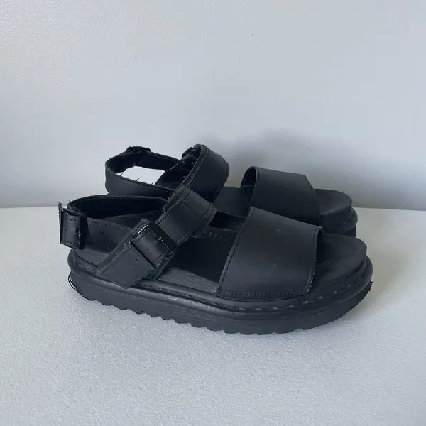Dr. Martens Voss Hydro Black Leather Sandals Strappy Platform Women's Size 9 - Image 2