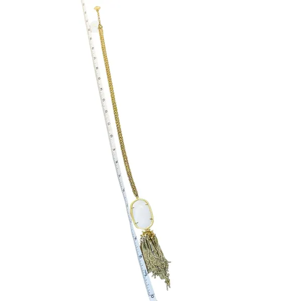 Kendra Scott Rayne Mother of Pearl Gold Tone Tassel Necklace 30" Rope Chain‎ - Image 6