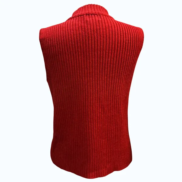 VTG Designers Studio M Suede Leather Knit Vest Red Boho Western Rustic Holiday - Image 3