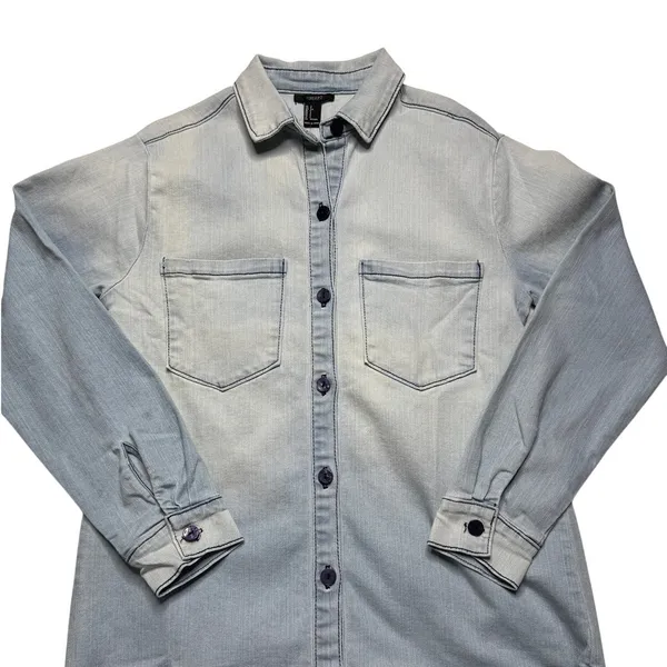 Forever 21 Light Wash Denim Button Front Shirt Dress Small NWT Coastal Western - Image 4