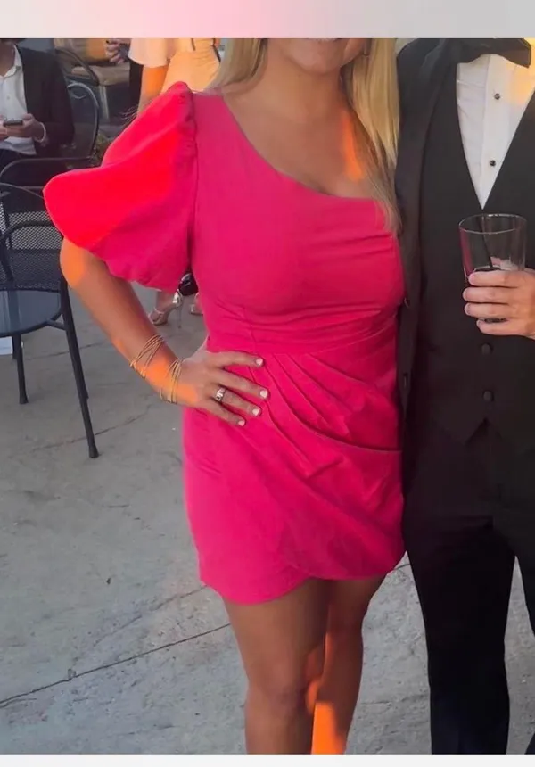 Boutique Pink One Shoulder Dress - Image 2