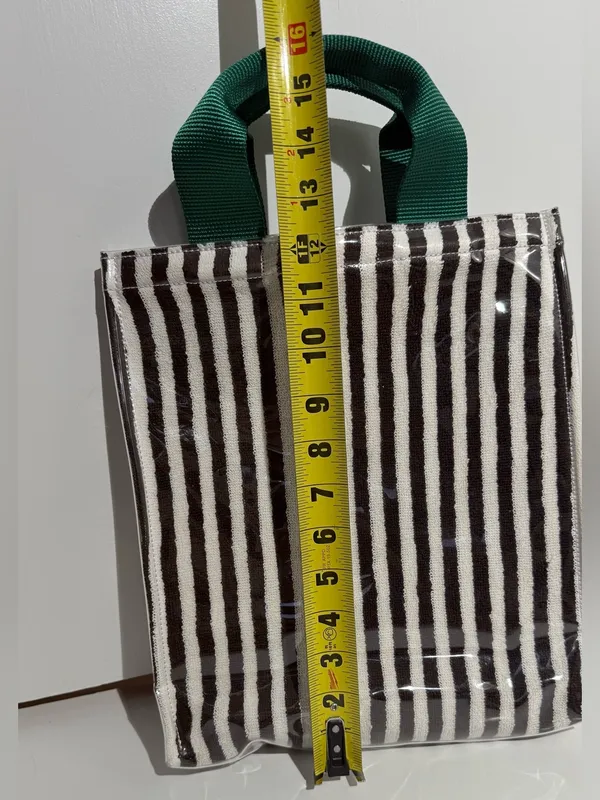 NWOT Anthropologie Coated Terry North South Small Tote Black, White & Green - Image 8