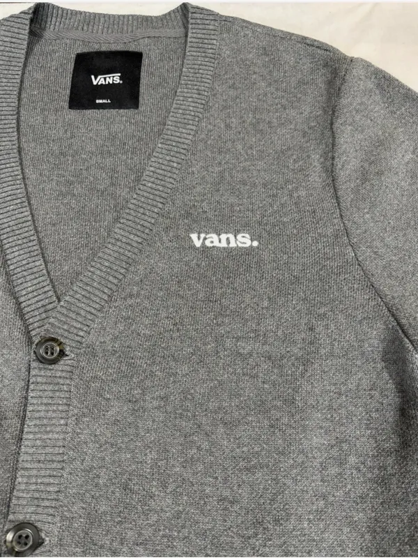 Vans Cardigan Unisex Sz Small Dark Gray Button Down - Image 4