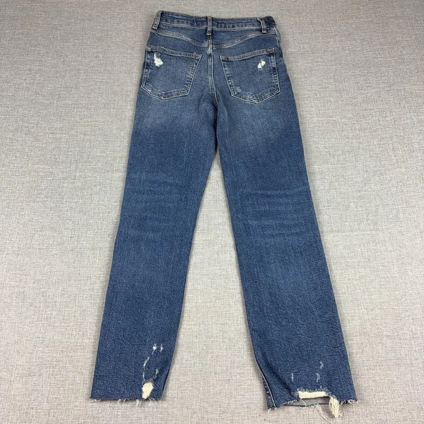 We The Free Jeans Womens 27 Blue Medium Wash High Rise Straight Distressed Denim - Image 12