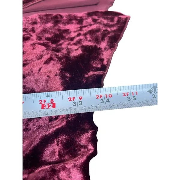 VTG Y2K 90s Fashion Bug Crushed Velvet Gothic 2-Piece Set Skirt Set M Burgundy - Image 12