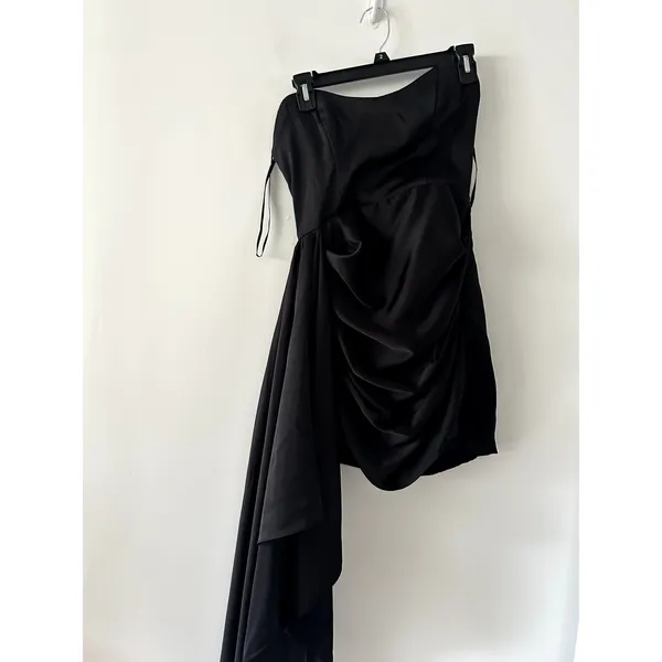 Katie May Black Strapless Mini Dress with Draped Side Panel Size S - Image 3