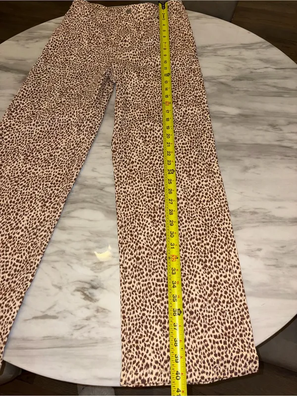 NWOT Bailey Rose Leopard Cheetah Print High Rise Straight Wide Leg Pants S - Image 6