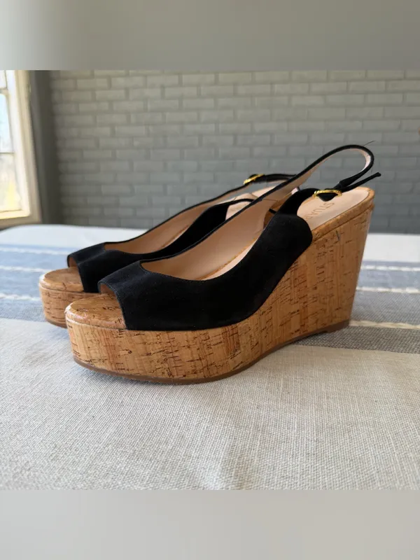Stuart Weitzman Riviera Slingback Wedge Platform Sandals Size 7.5 - Image 2