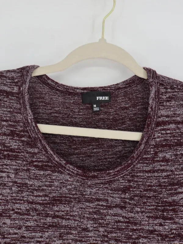 Wilfred Free Aritzia Dress Medoum Burgundy Marled Long Sleeve Scoop Neck Stretch - Image 3
