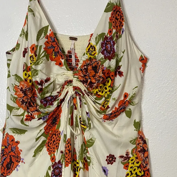 Free People Cream Floral Mini Dress Size M - Image 5