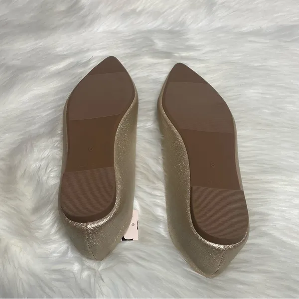 Gold Textured Pointed Toe Flats Women’s Size 8 - Image 4