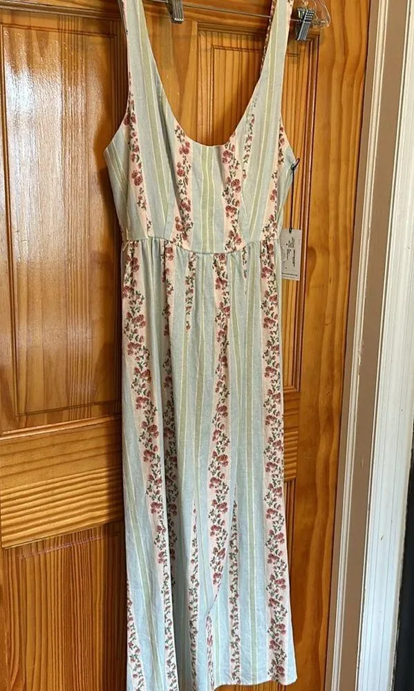 WeWoreWhat Corset Midi Dress, Victorian Floral Stripe/ Rosewood Multi, size M NW - Image 7