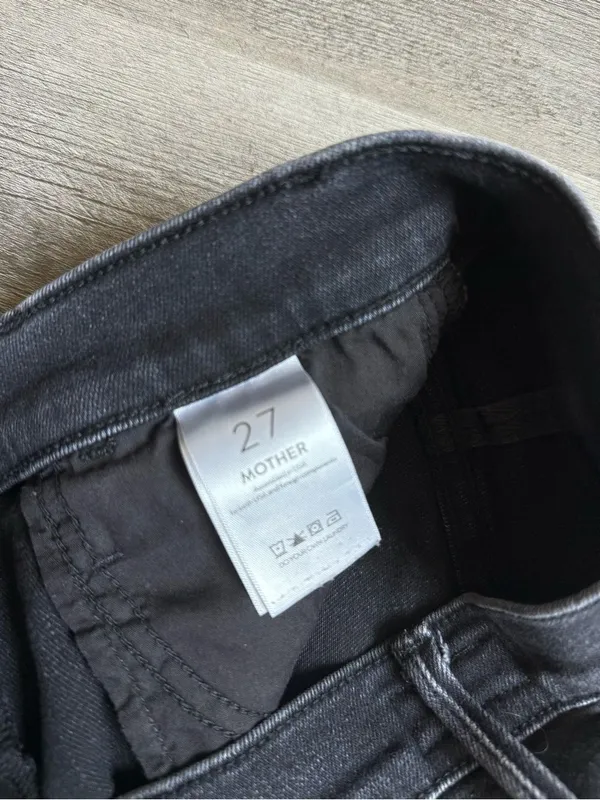 MOTHER The Hustler Ankle Fray Jeans Washed Black 27 Waist - Image 6