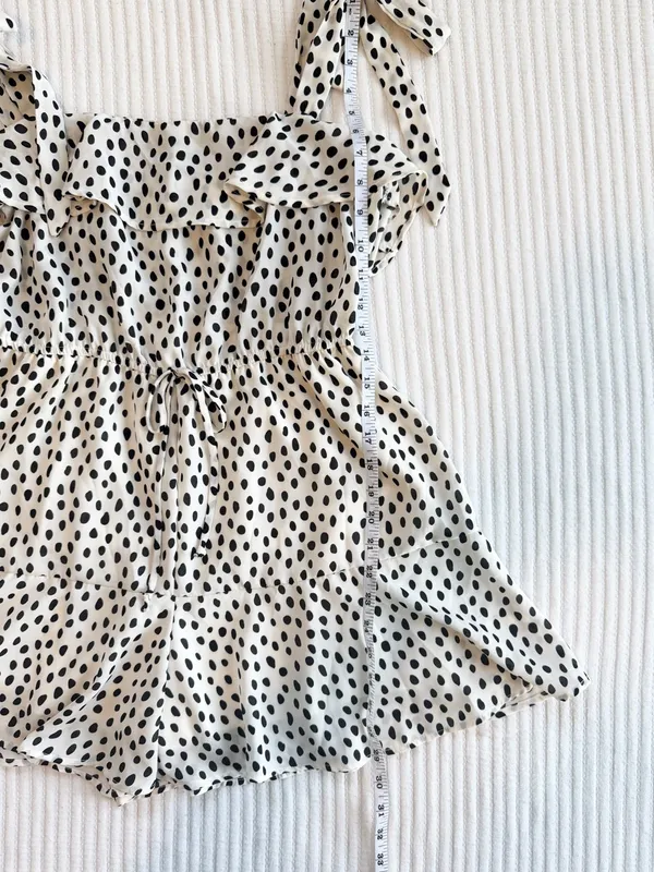 Altar'd State Black and White Polka Dot Ruffle Romper - Image 6
