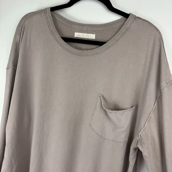Free People We The Free Fade Into You Tee Sz XL Taupe Long Sleeve Top - Image 8