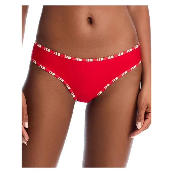 Aqua Hem Pull On Elastic Waistband Swim Bikini Bottoms Red See Measurements - Image 5