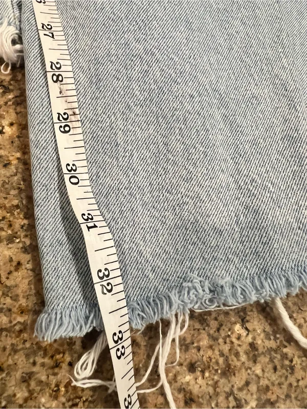 Zara TRF High Waist Wide Leg Distressed Jeans Raw Hem Light Wash US 6 EUC - Image 8