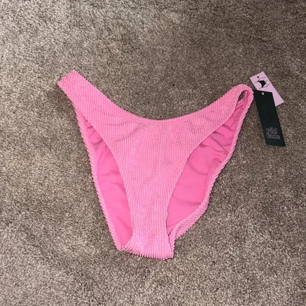 Wild Fable New Pink Ribbed high leg cheeky swim Bikini Bottoms size small - Image 3