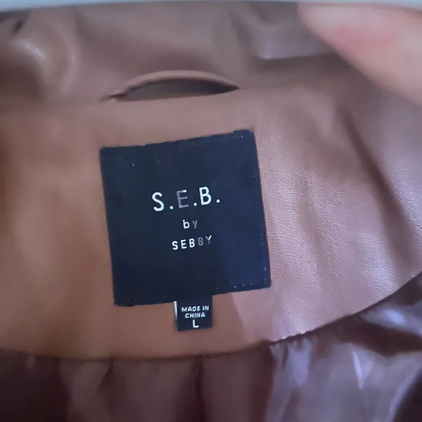 Brown leather Puffer Jacket - Image 2