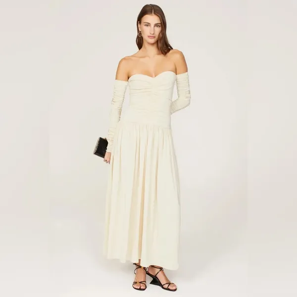 Rosetta Getty Ruched Ivory Strapless Dress - Image 3