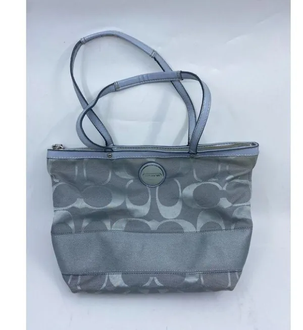 Coach Gray Jacquard Fabric Long Strap Tote Bag - Image 2