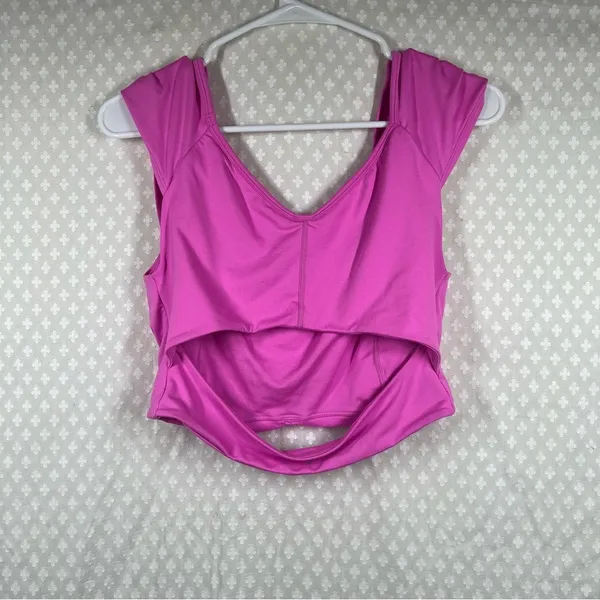 Free People Movement Hot‎ Pink Breathe Deeper Cropped Top - Image 4