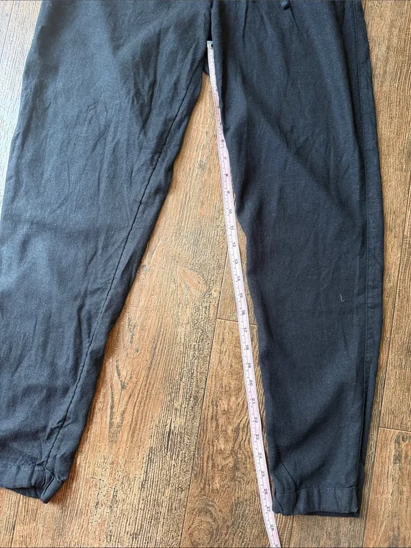 Old Navy High-Waisted Linen-Blend Straight Cropped Pants M Tall in Black Jack - Image 6