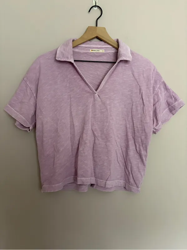 Marine Layer Vintage Slub Polo Tee Lavender Mist Medium - Image 2